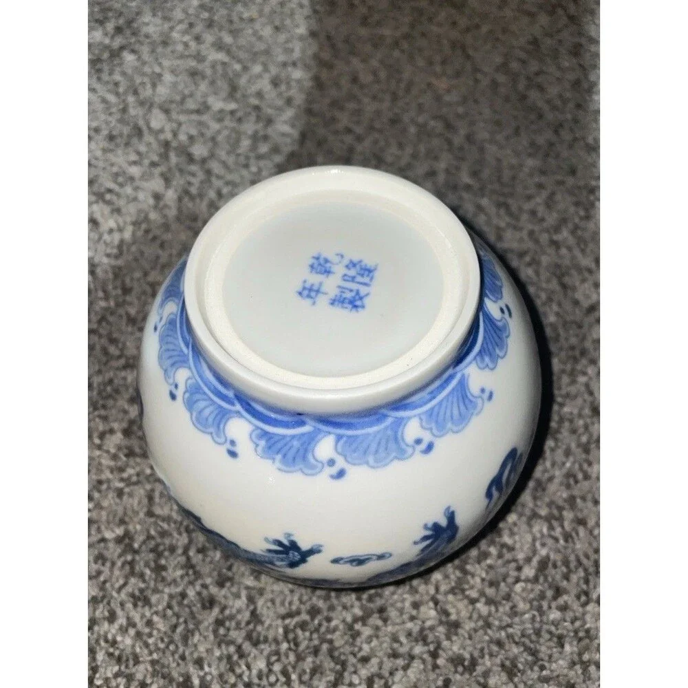 Chinese Blue & White Porcelain Dragon Jar Bowl Small Vintage